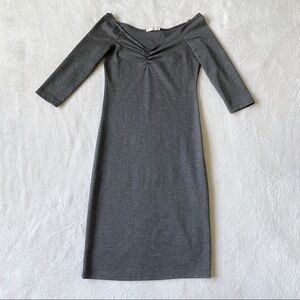 Zara grey off shoulder bodycon 3/4 sleeve dress size small